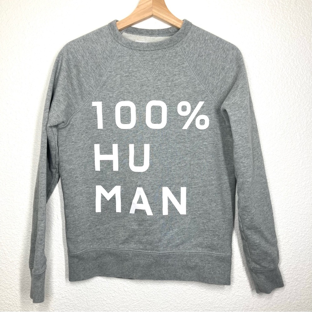 Everlane 100% Human Typography Sweatshirt XXS Gray Minimalist Sweater Cotton